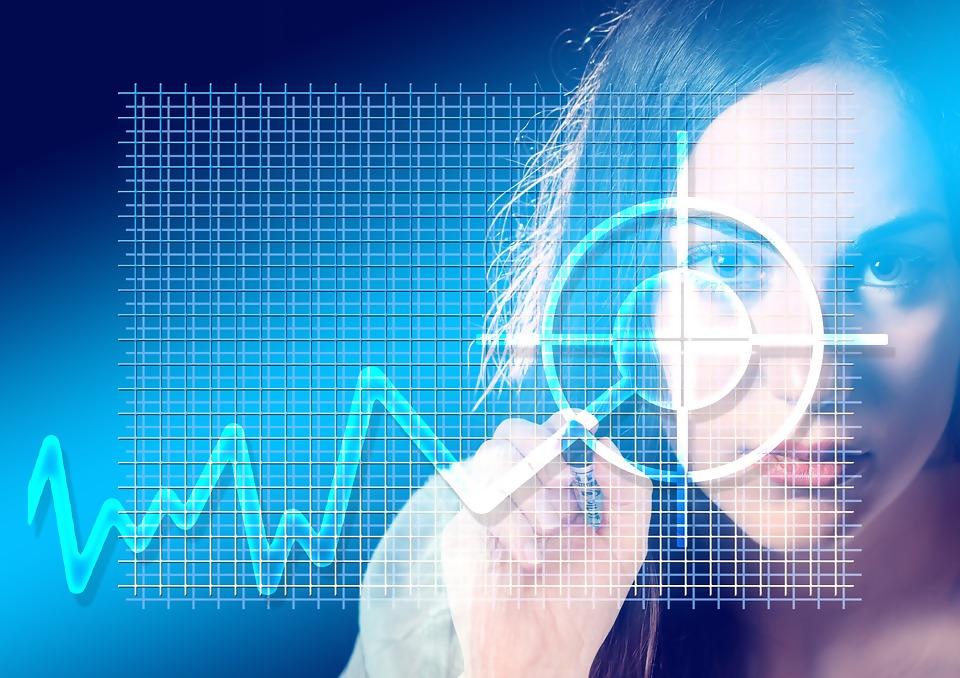 Woman drawing trendline