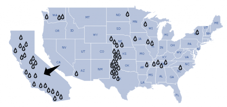 map of US with Groguru locations