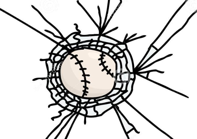 baseball cracking a window