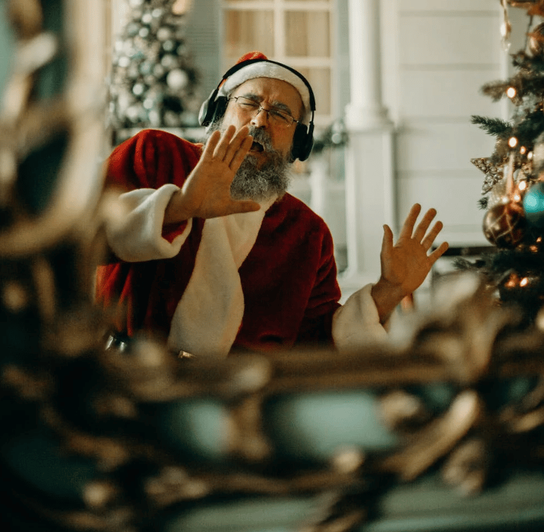 Santa feeling the music