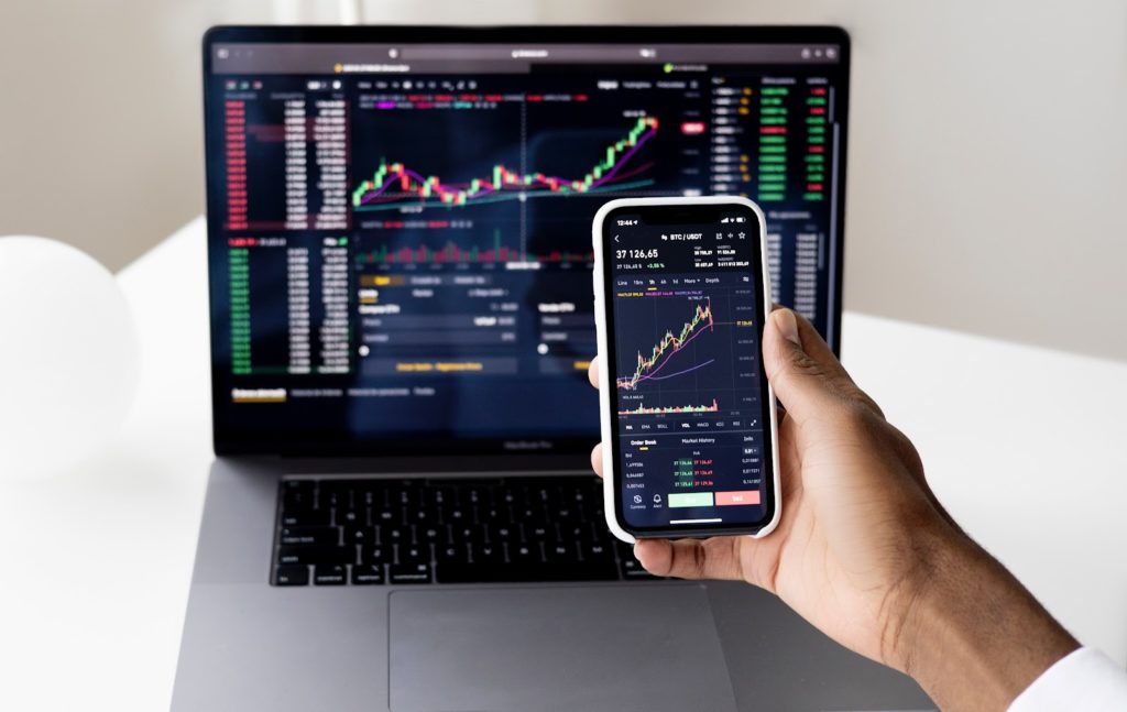 Stock charts on phone and computer