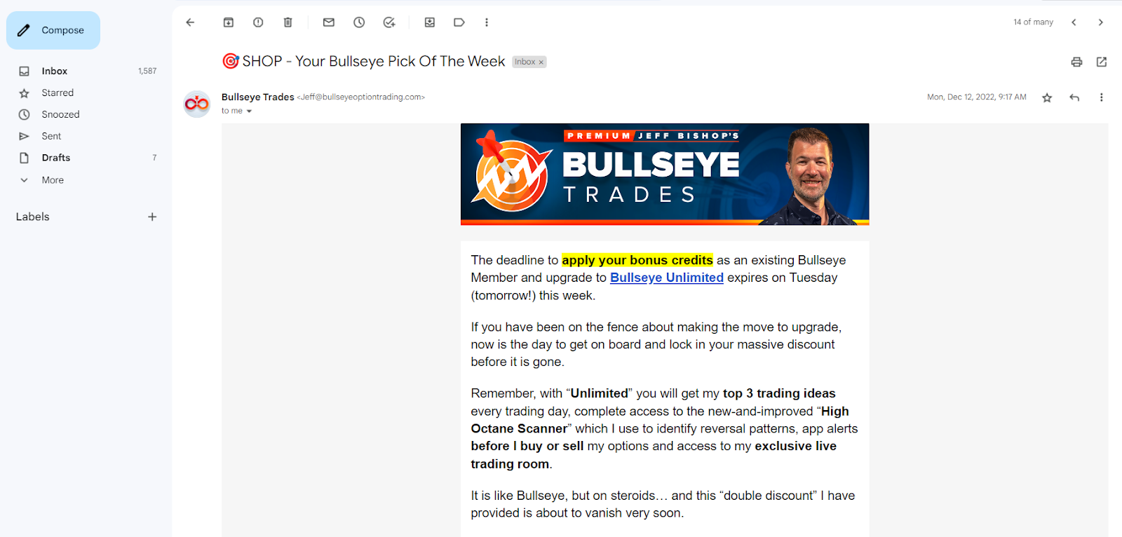 Email from bullseye trades